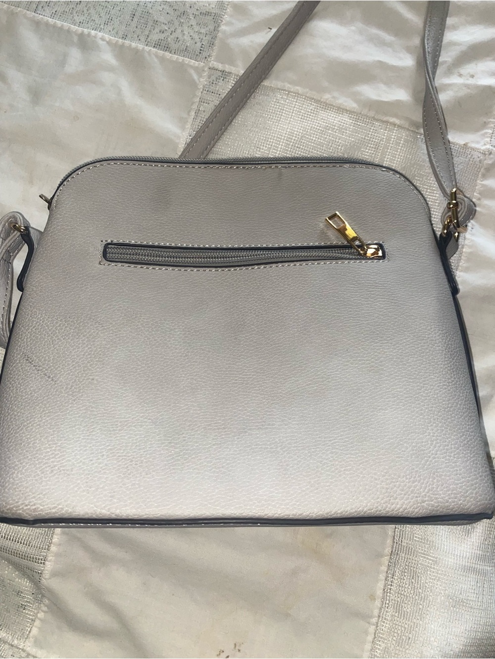 Gray dome-shaped crossbody bag featuring a large bow accent. New. - Picture 3 of 4